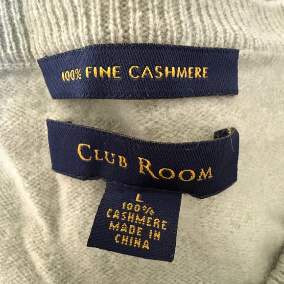 Club Room Fuzzy Cashmere V-Neck, Men’s L. Mint Green - Picture 3 of 10